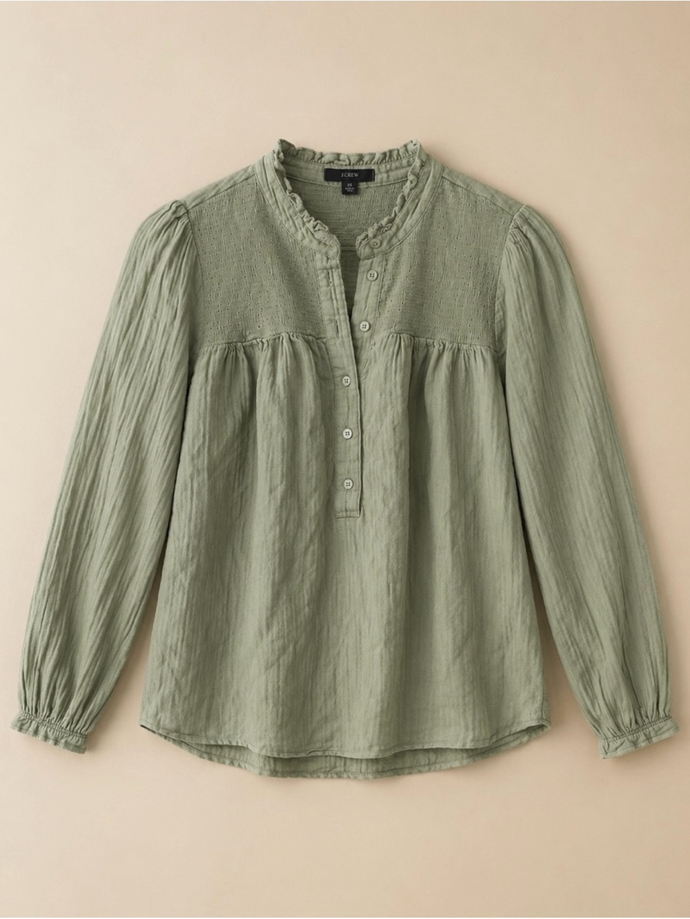 J.Crew Reimagined Sage Cotton Cottagecore Top Size XS